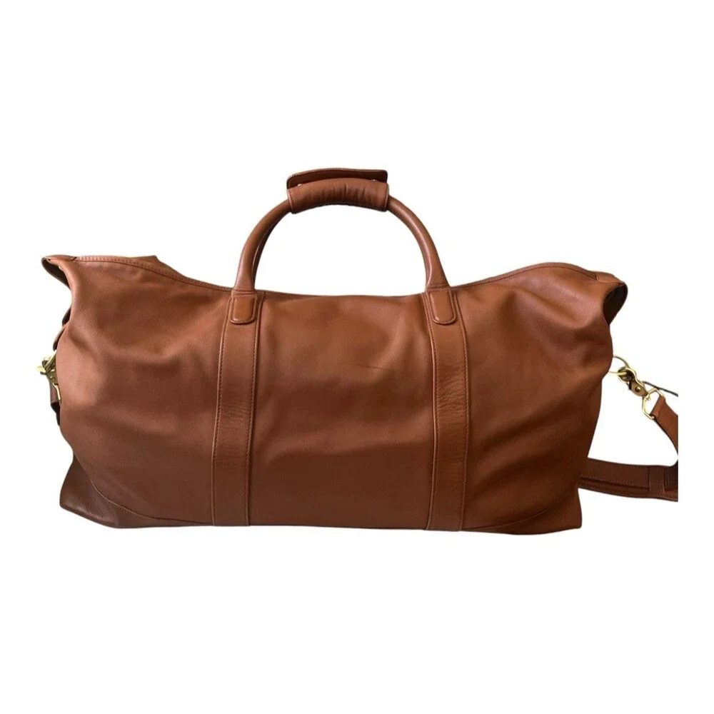 Vintage Coach Cabin Weekender Leather Duffle Bag 199-0502 Brass  22.5x11x9